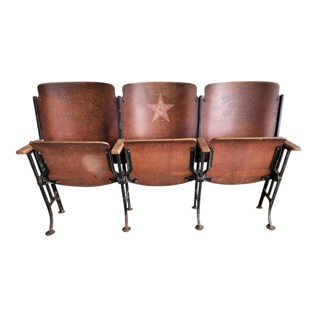 Antique Folding Chairs With Star Brand Advertising Theater Type Style For Sale