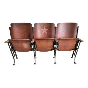 Antique Folding Chairs With Star Brand Advertising Theater Type Style