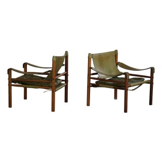 Set of Sirocco Lounge Chairs in Leather and Rosewood by Arne Norell, 1960s For Sale