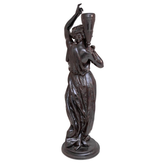 French Water Carrier Patinated Bronze Sculpture For Sale - Image 4 of 4