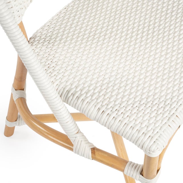Tenor 18.5 in. Seat Height Rattan Side Dining Chair with Back, Smooth White For Sale - Image 9 of 11