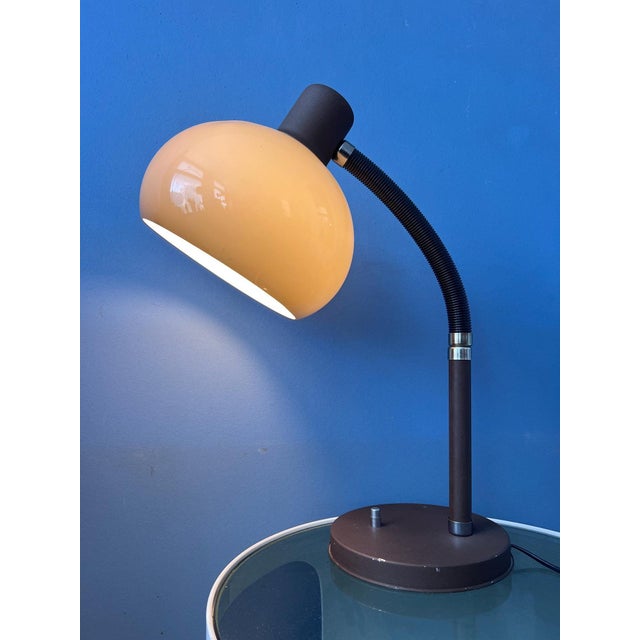 Beautiful and highly versatile vintage mushroom table lamp by herda. The acrylic mushroom shade emits a warm, diffused...