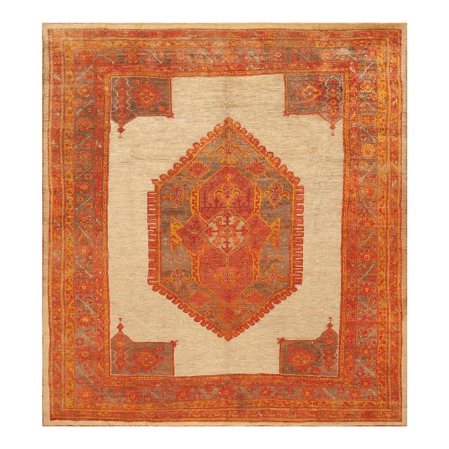 Early 20th Century Turkish Oushak Angora Rug For Sale