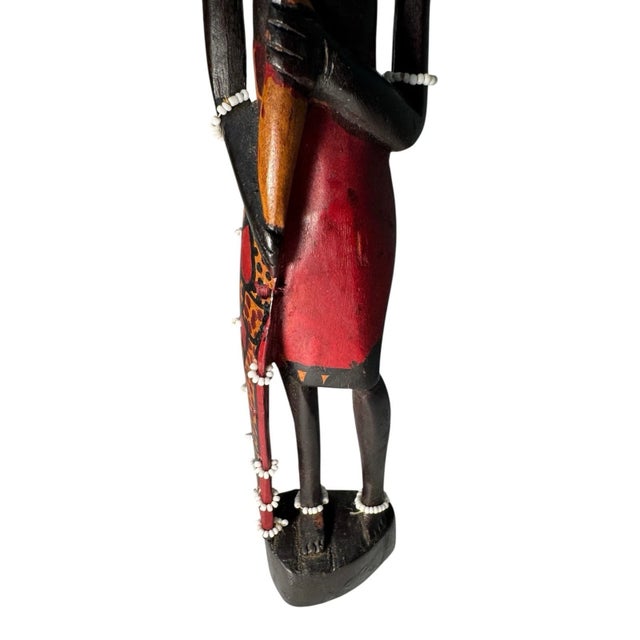 2010s Hand Carved Wooden African Maasai Warrior Figure For Sale - Image 5 of 9