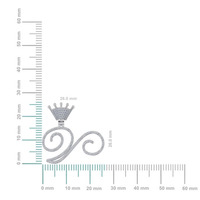 This 10K White Gold Round Diamond Crown V Letter Initial Pendant 1/4 Cttw is a refined diamond necklace crafted in premium...