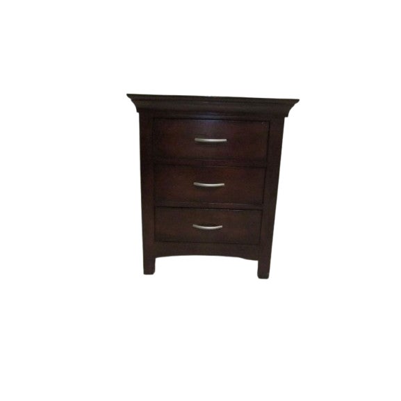 1980s Traditional Brown Wood Nightstand 3 Drawer For Sale - Image 9 of 12