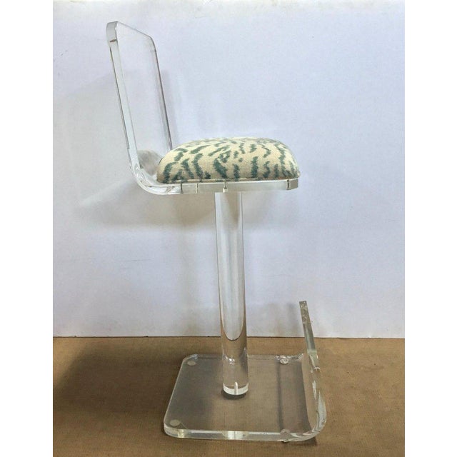 Set of Three Vintage Lucite Bar Stools, Newly Upholstered Seat For Sale In New York - Image 6 of 13