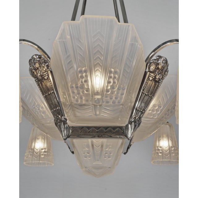 French Art Deco Chandelier by Jean Gauthier 1930 France For Sale - Image 9 of 11
