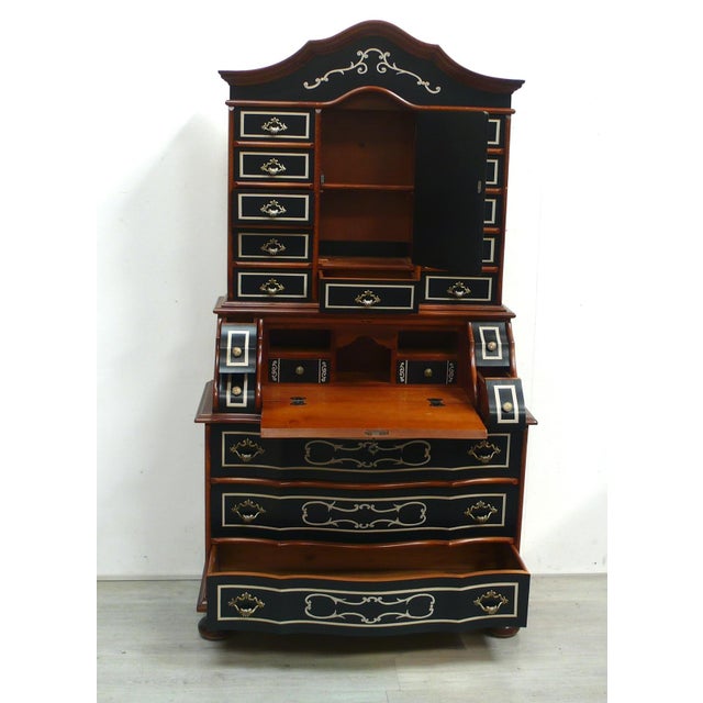 Baroque Style Secretary in Nutwood, 1960s For Sale - Image 4 of 9
