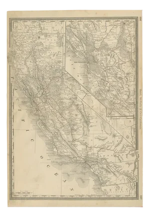 California Map of The Golden States Railroads and Cities and Counties, 1888