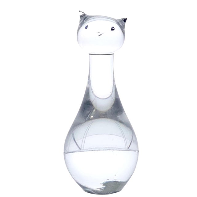 Glass Fm Konstglas Swedish Stylized Sitting Cat Art Glass Figurine 4" For Sale - Image 7 of 8