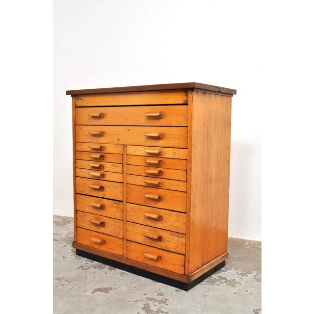1950s Vintage School Chest of Drawers in Beech, 1950s For Sale - Image 5 of 9