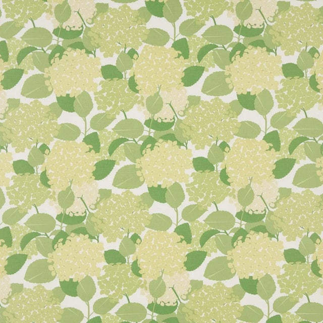 Sample - Schumacher Hydrangea Fabric in Green For Sale
