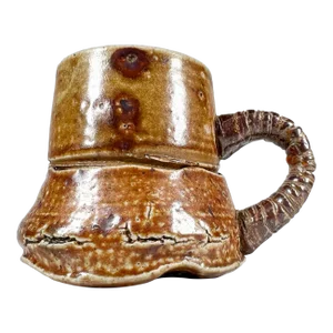 1980s Studio Art Pottery Sculptural Light Brown Coffee Mug