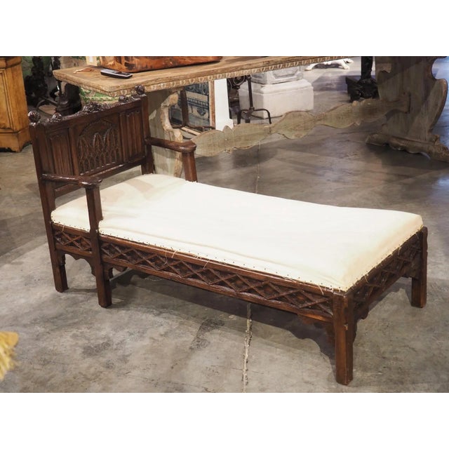 Antique French Gothic Oak Chaise Longue, Circa 1870 For Sale - Image 13 of 13