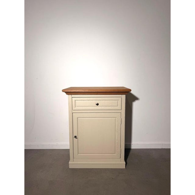 Painted Oak Accent Cabinet with Natural Wood Top For Sale - Image 6 of 6