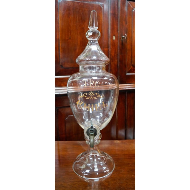 Gold Large Antique Crystal Whiskey Dispenser, 1870 For Sale - Image 8 of 8