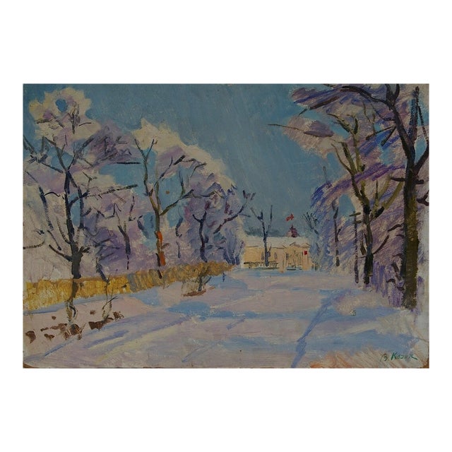 Winter Landscape Painting, Original Soviet Impressionism, Kozik (1965) 50-70 For Sale