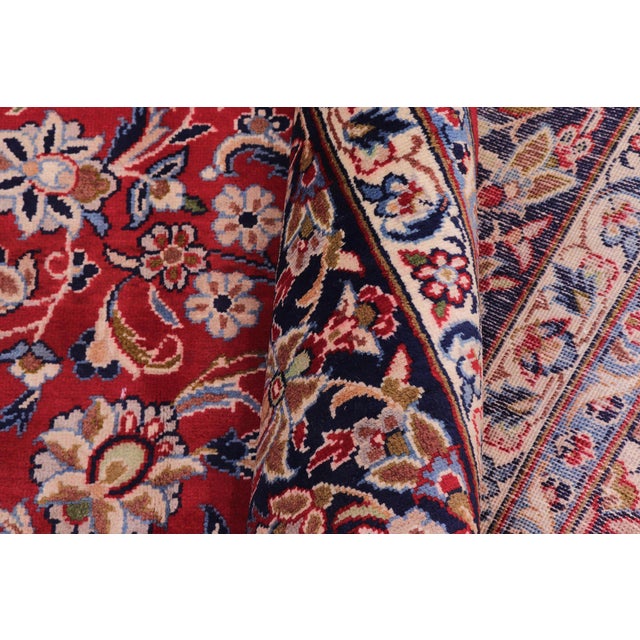 Red Shabby Chic Antique Red/Blue Wool Rug - 9'3'' X 13'8'' For Sale - Image 8 of 10