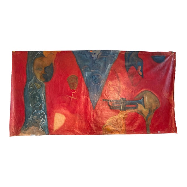 1960’s Mid Century Modern, Afro Style Surrealist Abstract, in the Style of Wiferdo Lam For Sale
