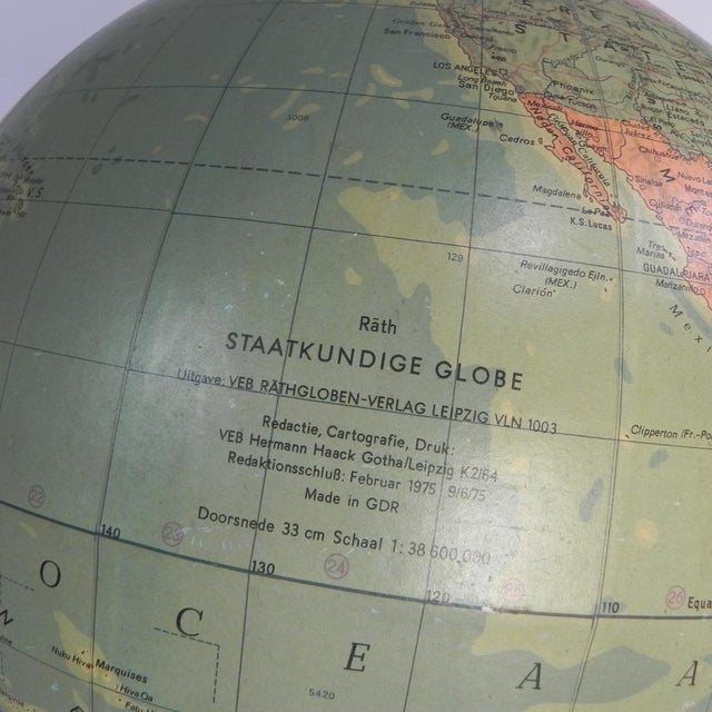 Rath Globe in Papier-Mâché on Wooden Base, 1975 For Sale - Image 9 of 16