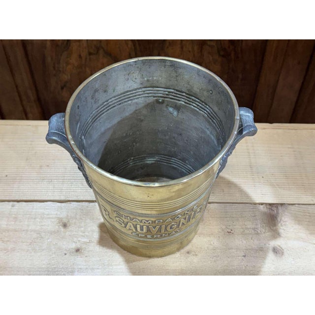 Brass Champagne Bucket by R. Sauvignier, 1930s For Sale - Image 4 of 8