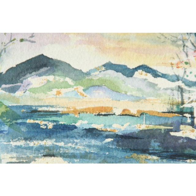 A lovely watercolor landscape painting. I love the use of negative space in the white areas. Signed lower right "Consuelo...