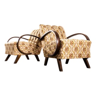 Armchair in Floral Tapestry Fabric by Jindrich Halabala, 1950s For Sale