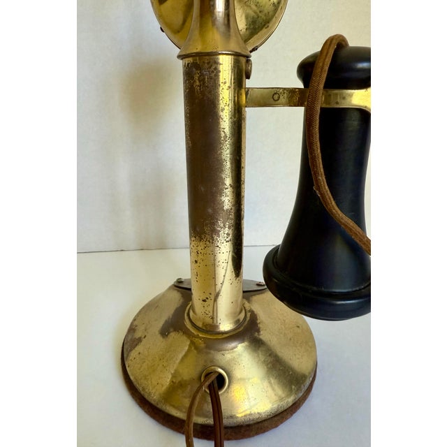 Art Deco 1900's Antique Candlestick Telephone Converted to Table Lamp For Sale - Image 3 of 12