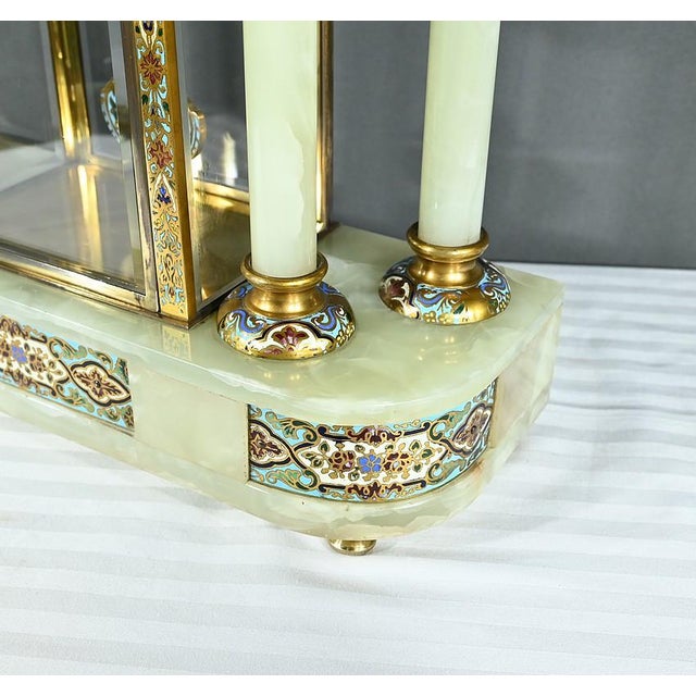 Napoleon III Clock with Columns in Onyx and Enamels, 19th Century For Sale - Image 15 of 18