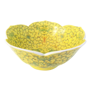 Vintage Chinoiserie Yellow Lotus Decorative Ceramic Bowl