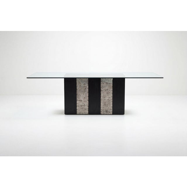 Paul Evans Style Dining Table With Glass Top, 1975 C. For Sale - Image 4 of 9