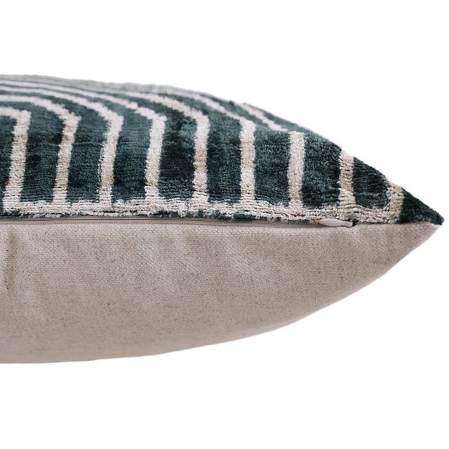 Emerald The Emerald Green & Geometric Arch Silk Velvet Pillow - 20" X 20" For Sale - Image 8 of 8