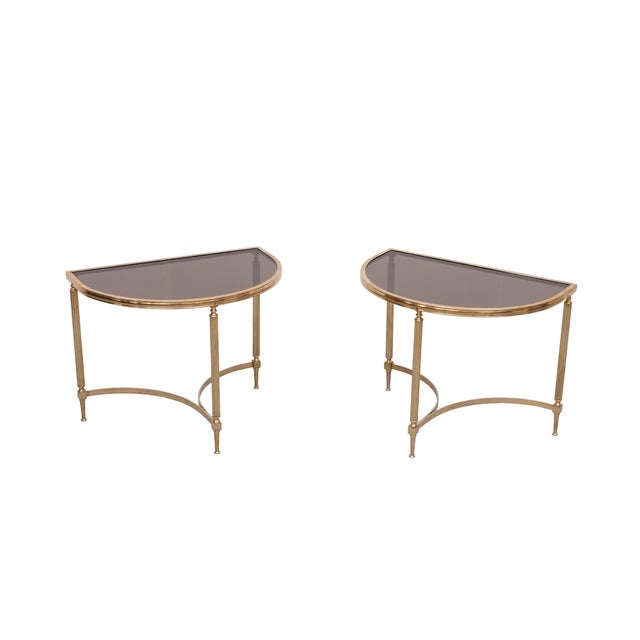 Brass Demi-Lune Tables from Maison Jansen, France, 1970s, Set of 2 For Sale - Image 13 of 13