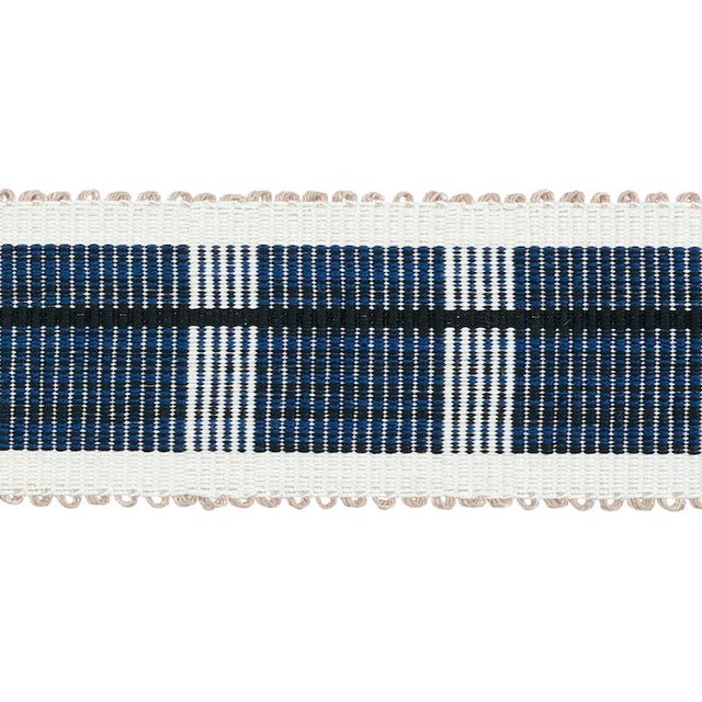 Contemporary Sample - Schumacher Calcada Tape Medium in Midnight For Sale - Image 3 of 3