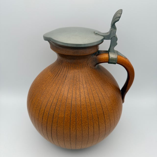 Mid-Century Modern Large Handled Jug with Pewter Lid from Wilhelm Kagel, 1950s For Sale - Image 3 of 10