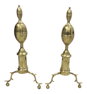 Brass Lemon Top Andirons - a Pair