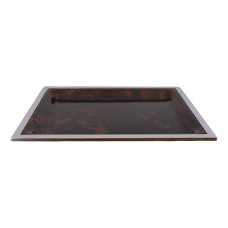 Vintage Italian Brass and Acrylic Glass Tray, 1970s For Sale