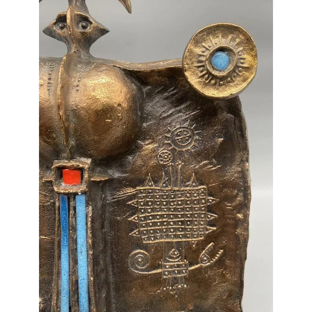 1960s Brutalist Wall Bronze Sculpture of the Dragon Slot of Lajos Muharos, Hungary, 1970s For Sale - Image 5 of 11