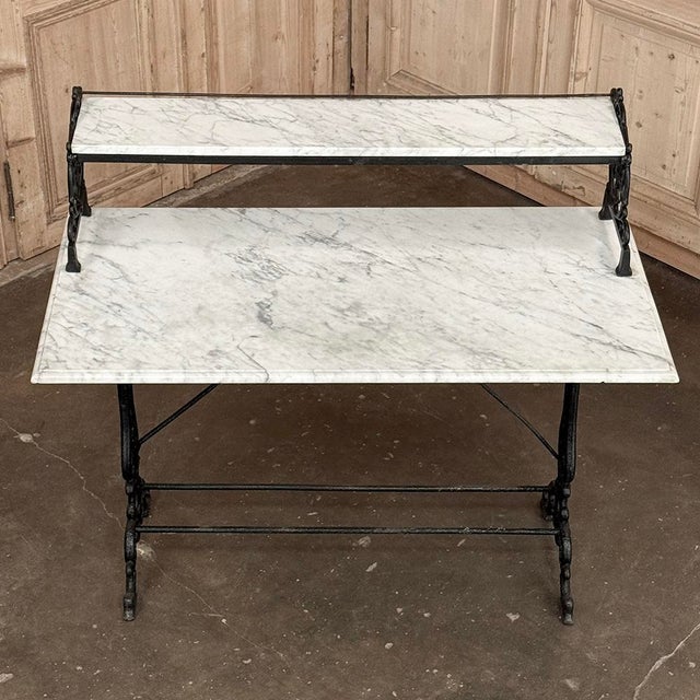 19th Century French Cast Iron Patisserie Display Table With Carrara Marble Tops For Sale - Image 16 of 18