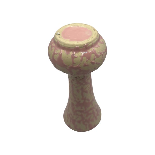 Ceramic Vintage McCoy Pink & White Brocade Vase For Sale - Image 7 of 12