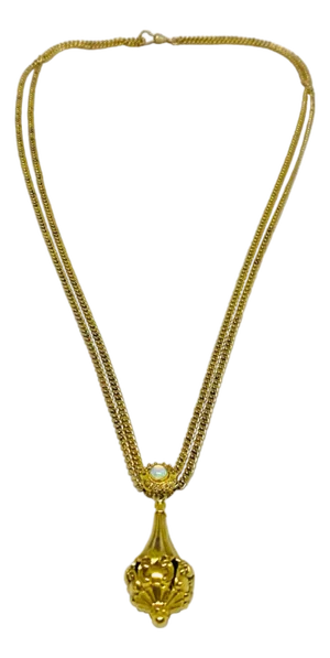 Victorian 10k Gold Slide Necklace With 14k Gold & Opal Slide