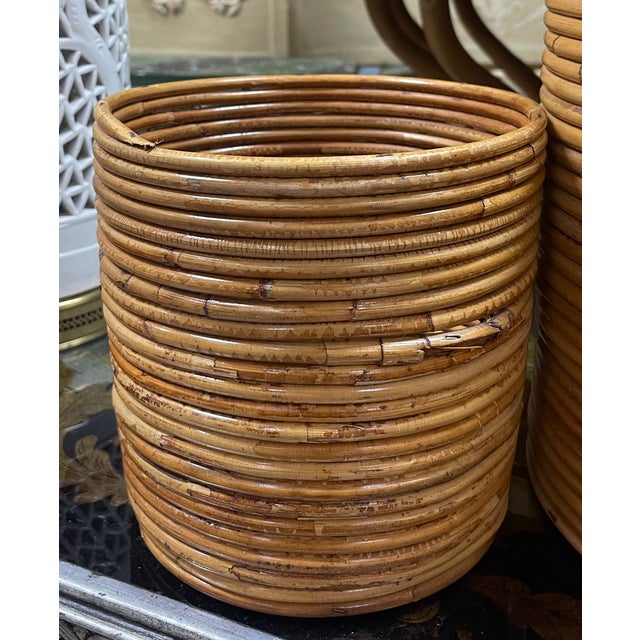 Decorative Nestin Basket in Pencil Bamboo Italy, 1960s For Sale - Image 4 of 12