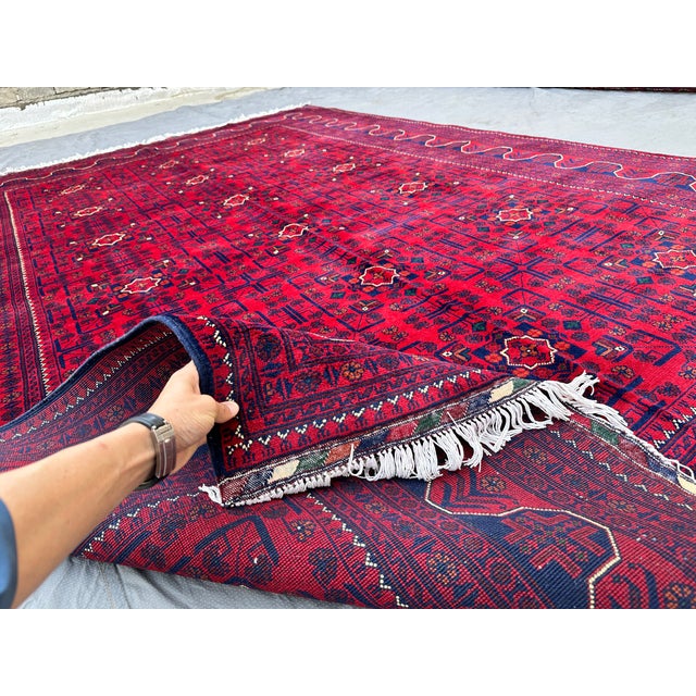 High Quality Afghan Khal Muhammadi Tribal Hand-Knotted Wool Rug - 6'6" X 9'10" For Sale - Image 9 of 11