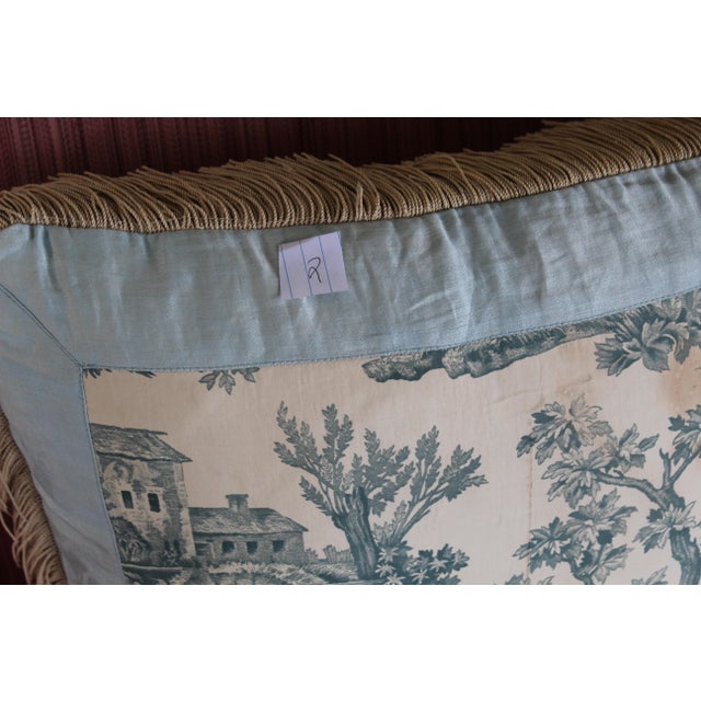 20th Century French Blue Toile Very Soft Down Pillow Chairish