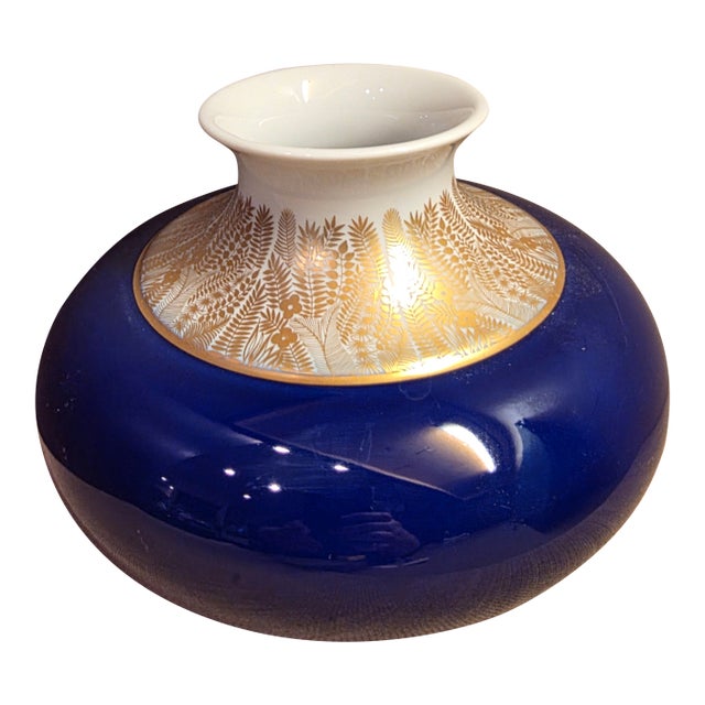 Cobalt Blue and Gold Hutschen Reuther Vase For Sale