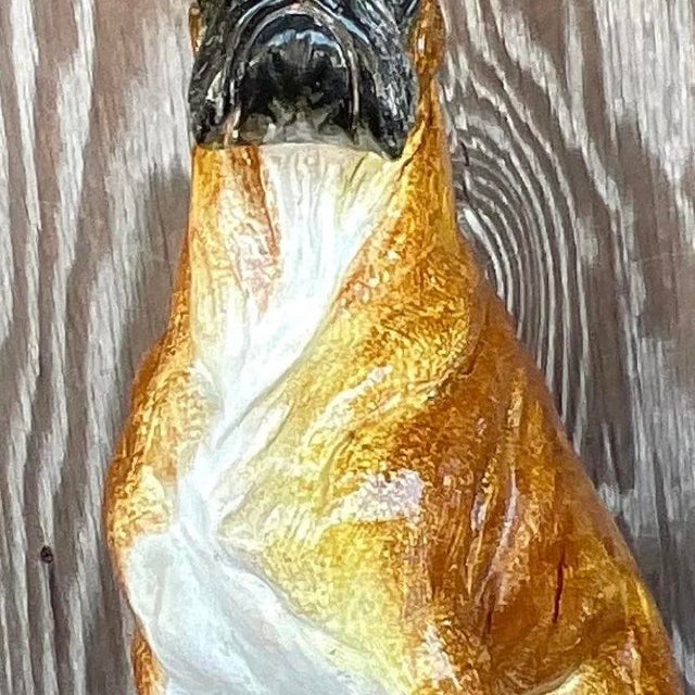 Chocolate Vintage Boho Italian Glazed Ceramic Boxer For Sale - Image 8 of 13