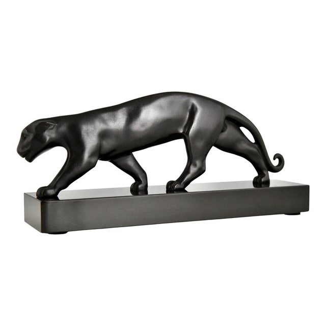 1930s Luc Alliot, Art Deco Panther Sculpture, 1930, Bronze on Marble Base For Sale - Image 5 of 11