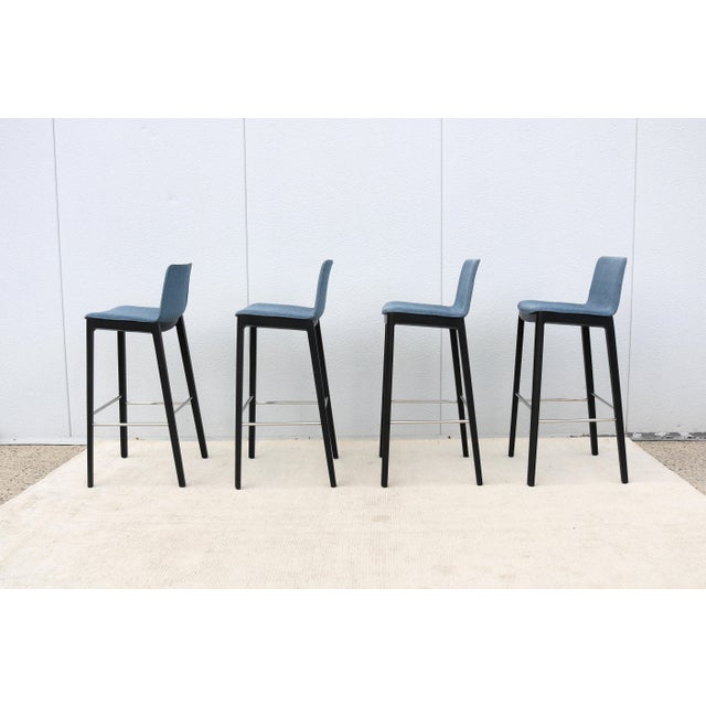 Minimalist Piergiorgio Cazzaniga for Andreu World Flex Bar Stools - Set of 4 For Sale - Image 12 of 18