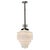 1930s Art Deco pendant light featuring a stepped milk glass shade. It is paired with a Streamline Art Deco pendant lamp...